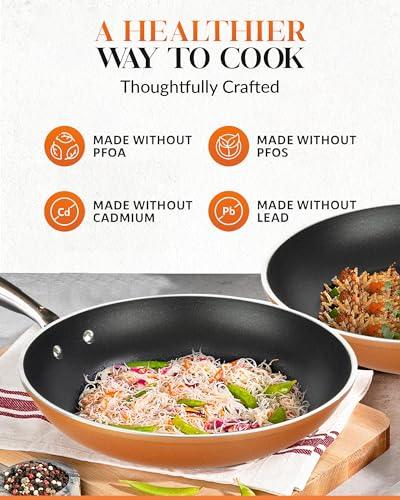 Gotham Steel 5 Pc Copper Pots and Pans Set Non Stick Cookware Set, Kitchen Cookware Sets, Pot and Pan Set, Pot Set, Non Toxic Cookware Set, Frying Pan Set, Saucepan Set, Pots Set, Dishwasher Safe - CookCave