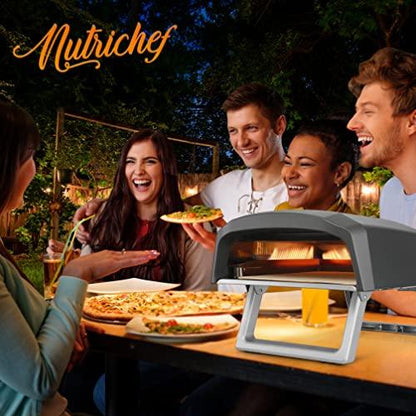 NutriChef NCPIZOVN.3 Portable Gas, Fire & Stone Outdoor Pizza Oven, Black - CookCave