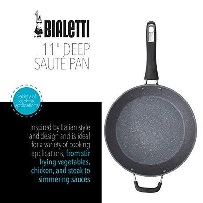 Bialetti Impact, Non-Stick 11 in. Covered Saute Pan, Gray - CookCave