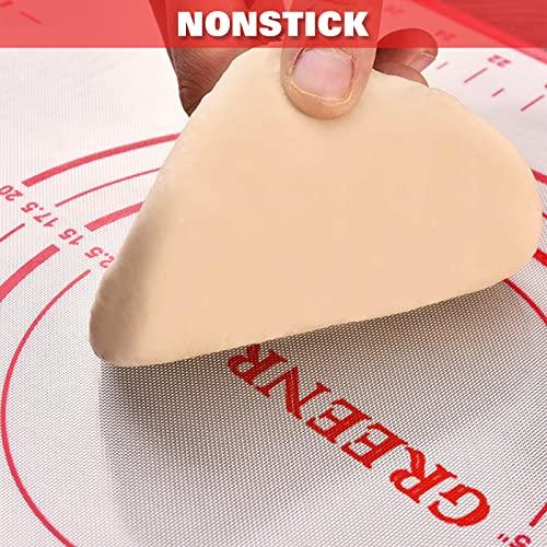 Extra Large Silicone Pastry Mat Extra Thick Non Stick Baking Mat with Measurement Fondant Mat, Counter Mat, Dough Rolling Mat, Oven Liner, Pie Crust Mat (20''(W) * 28''(L), Red) - CookCave