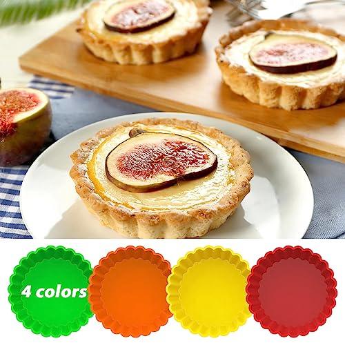 Webake Silicone Mini Tart Pan 4 Inch Non-stick Mini Quiche Molds Small Pie Baking Pan Tart Molds for Baking, Pack of 8 - CookCave