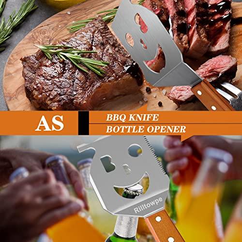 Rilltowpe BBQ Spatula, Outdoor BBQ BBQ Spatula, Wooden Handle Stainless Steel BBQ Spatula, Outdoor BBQ Accessories. Unique BBQ Gifts. - CookCave