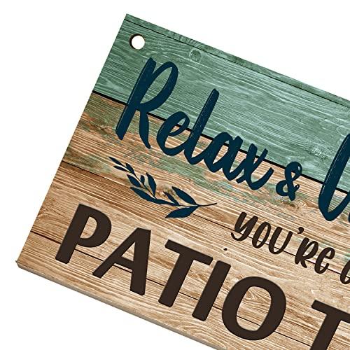 SFMY Patio Wall Decor Backyard Patio Signs And Decor Outdoor 10x5 Inches Hanging Sign For Home, Bar, Porch - Relax Unwind You're On Patio Time, Green - CookCave