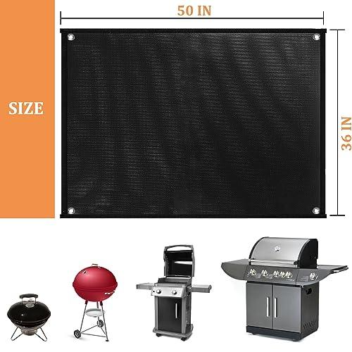 Grill Mats for Outdoor Grill with Holes, 36×50 inch Under Grill Mat, Grill Mats for Outdoor Grill Deck Protector, Indoor Fireplace Mats Fire Pit Mats, Easy to Clean Reusable Outdoor Grill Mat - CookCave