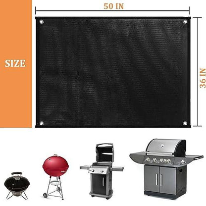 Grill Mats for Outdoor Grill with Holes, 36×50 inch Under Grill Mat, Grill Mats for Outdoor Grill Deck Protector, Indoor Fireplace Mats Fire Pit Mats, Easy to Clean Reusable Outdoor Grill Mat - CookCave