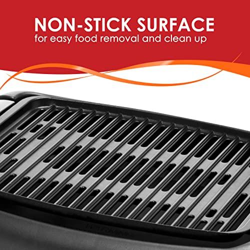 Elite Gourmet EGL-3450 Smokeless Indoor Electric BBQ Grill Dishwasher Safe, Nonstick, Adjustable Temperature, Fast Heat Up, Low-Fat Meals Easy to Clean Design, Black - CookCave