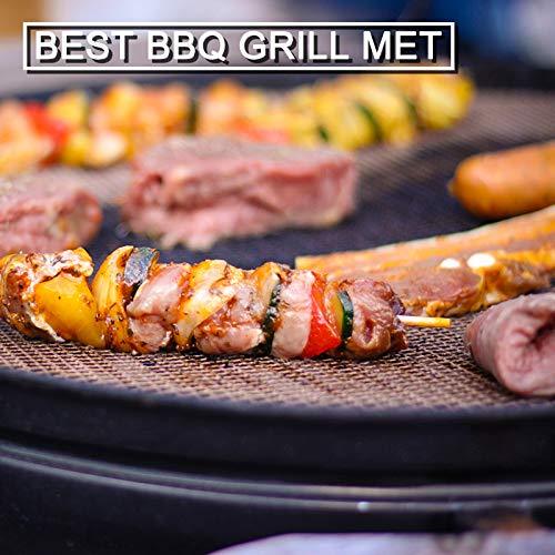 BBQ Grill Mesh Mat Set of 3 - Non Stick Barbecue Grill Sheet Liners Teflon Grilling Mats Nonstick Fish Vegetable Smoking Accessories - Works on Smoker,Pellet,Gas,Charcoal Grill,15.75x13inches - CookCave
