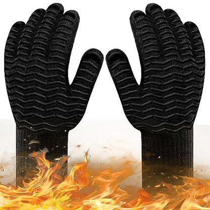 Grill Gloves, BBQ Gloves 1472°F Heat Resistant Fireproof Gloves, Kitchen Non-Slip Silicone Oven Mitt, Safe Hot Protection Extra Long Gloves for Grilling Cooking Barbecue Outdoor Camping Smoker - CookCave