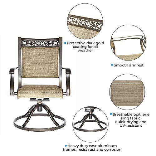 Dali Swivel Rocker Chair, Cast Aluminum All-Weather Comfort Club Arm Patio Dining Chair 2 Pc - CookCave