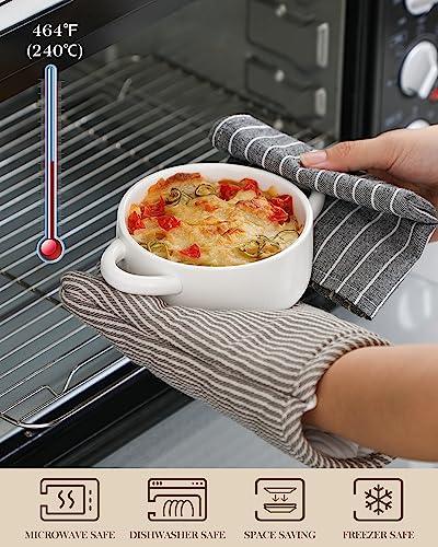 MALACASA Small Casserole Dish for Oven, 14 OZ Ceramic Mini Cocotte Set with Lid and Handle, White Ramekins Cocotte for Lasagna, Soufflé, and Soup, Microwave & Dishwasher Safe, Series BAKE.BAKE - CookCave