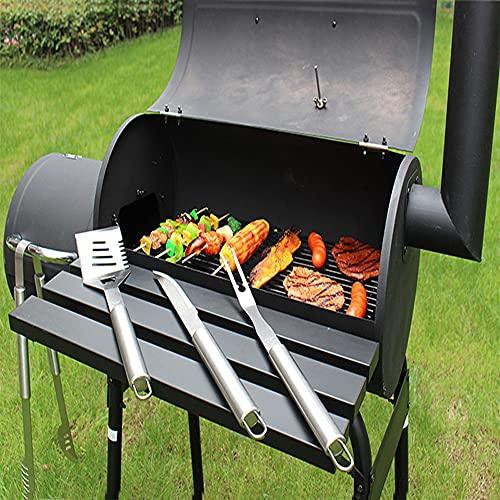 TECHTONGDA Offset Smoker with Cover Outdoor Charcoal Grill Smoker with Side Fire Box for Camping, Backyard Cooking - CookCave