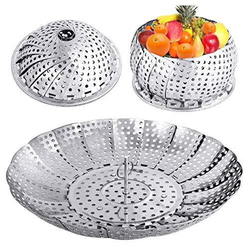 Veggie Vegetable Steamer Basket, Folding Steaming Basket, Metal Stainless Steel Steamer Basket Insert, Collapsible Steamer Baskets for Cooking Food, Expandable Fit Various Size Pot(5.3" to 8.6") YLYL - CookCave