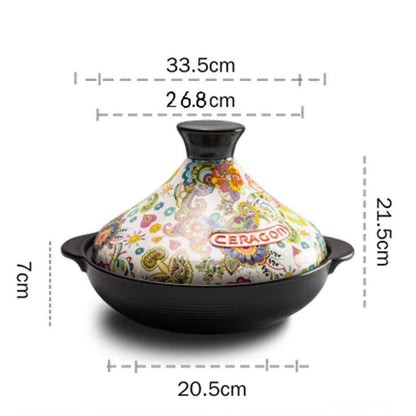 MYYINGBIN Flower Pattern Moroccan Tagine Pot Enameled Cast Iron Casserole Non Stick Saucepan Exotic Stew Pot with Lid, A, 2L - CookCave