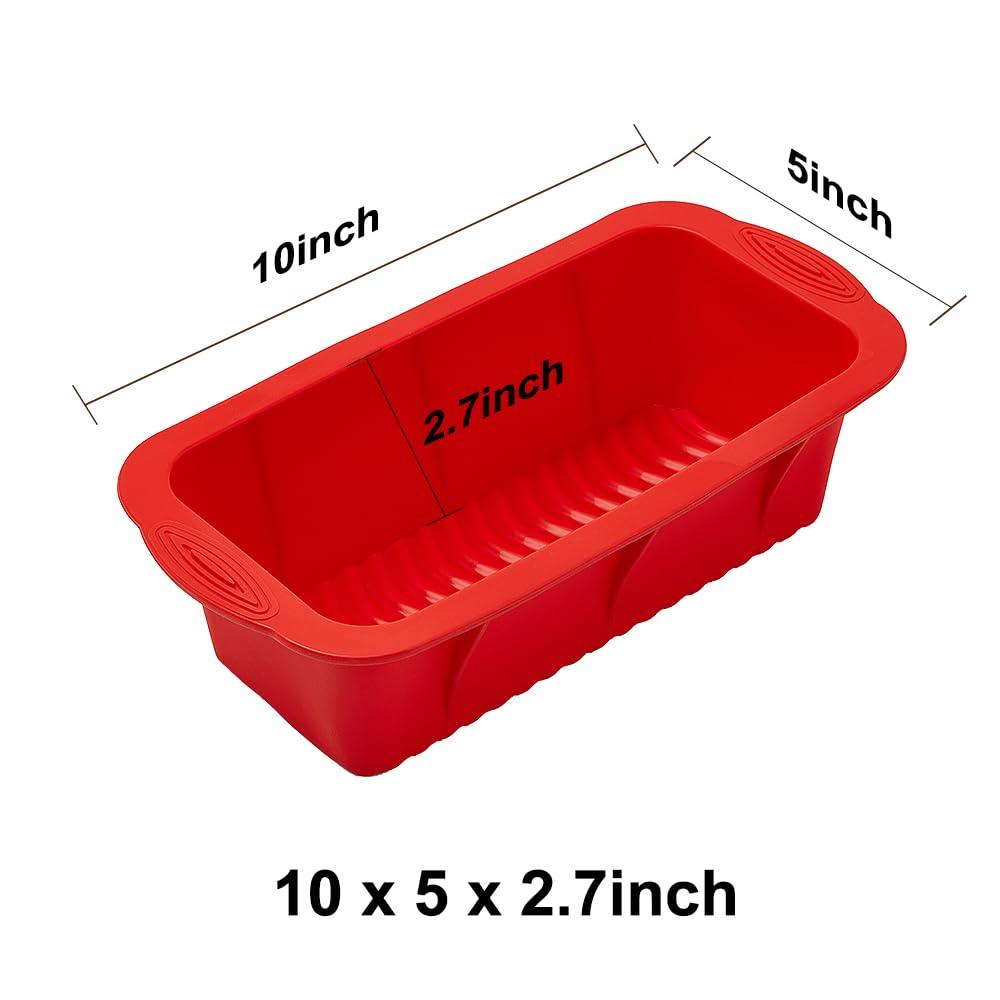 SOV Silicone Bread Loaf Pan,10 * 5 inch,set of 2, Non-Stick Loaf Pan and Easy Release, Ideal for Bread, Toast, Brownie, Homemade Cakes and Quiche Pie, （2 pcs - CookCave