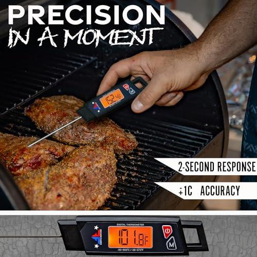 Freedom Flames BBQ Bayonet - Instant Read Meat Thermometer for Outside Grill & Cooking, Waterproof Backlit Digital Temperature Probe - Great Gift for Grilling, Smoking, Deep Frying Oil & Baking - CookCave