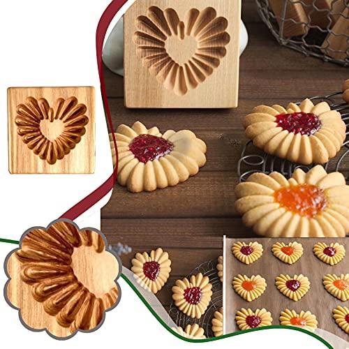 Wooden Cookie Biscuit Mold, 3D Baking Mold, Embossing Craft Decorating Baking Tool, Suitable for Halloween Thanksgiving Christmas Kitchen DIY (Love B 10 * 10 * 2) - CookCave