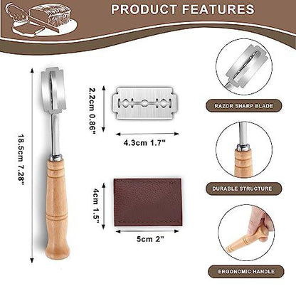 hunnycook Bread Knife And Bread Lame Slashing Tool 8-Inch Serrate Bread Knife And Dough Scoring Knife with 8 Razor Blades - Bread Knife for Homemade Bread -Sourdough Bread Baking Supplies - CookCave