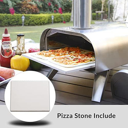 BIG HORN OUTDOORS 12 Inch Wood Pellet Burning Pizza Oven, Portable Stainless Steel Pizza Grill with Pizza Stone for Outside - CookCave