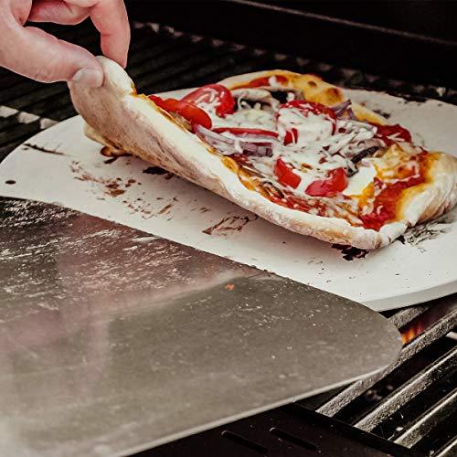 Navaris XL Pizza Stone for Baking - Cordierite Pizza Stone Plate for BBQ Grill Oven - Cook Serve Pizza, Bread - Incl. Recipe Book - Round, 12" x 0.6" - CookCave