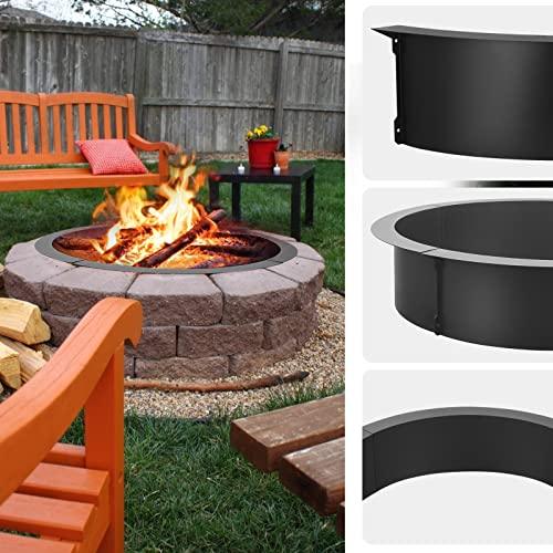 ARTYUIO Fire Ring 45'' Outer, Solid Steel Wood Burning Fire Pit Ring Above/In-Ground DIY Campire Ring for Outdoor Camping, Backyard - CookCave