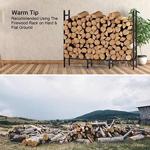 4ft Outdoor Indoor Firewood Rack Holder for Fireplace Wood Storage, Adjustable Stacker Stand, Heavy Duty Fire Logs Stand Stacker Holder for Fireplace Metal Lumber Storage Carrier Organizer - CookCave