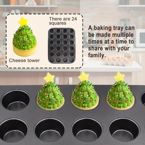 MARIWEI 2 Pack Premium Nonstick Bakeware 24-Cup, Mini Muffin Pan, Dishwasher Oven Safe (Black, Steel) - CookCave