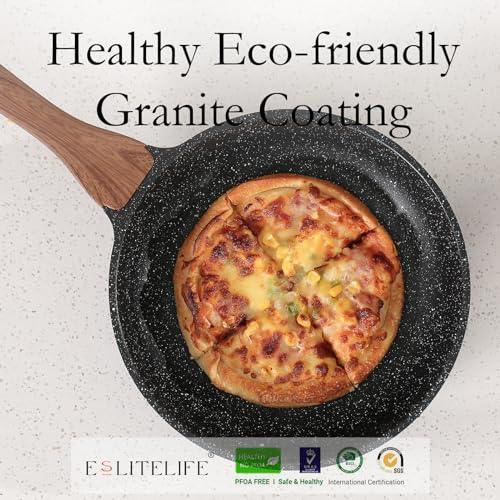 ESLITE LIFE 8 Inch Nonstick Skillet Frying Pan Egg Omelette Pan, Healthy Granite Coating Cookware Compatible with All Stovetops (Gas, Electric & Induction), PFOA Free - CookCave