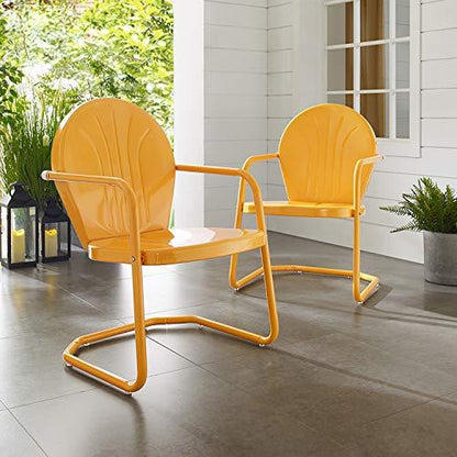 Crosley Furniture CO1001A-TG Griffith Retro Metal Outdoor Chair, Tangerine - CookCave