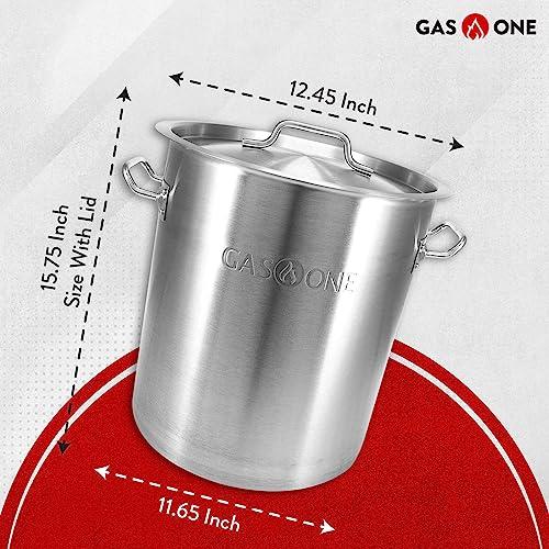 GasOne Stainless Steel Stockpot – 20qt Stock Pot with Lid and Capsule Bottom – Heavy-Duty Cooking Pot for Beer Brewing, Soup, Seafood Boil – Satin Finish Stainless Steel Soup Pot - CookCave