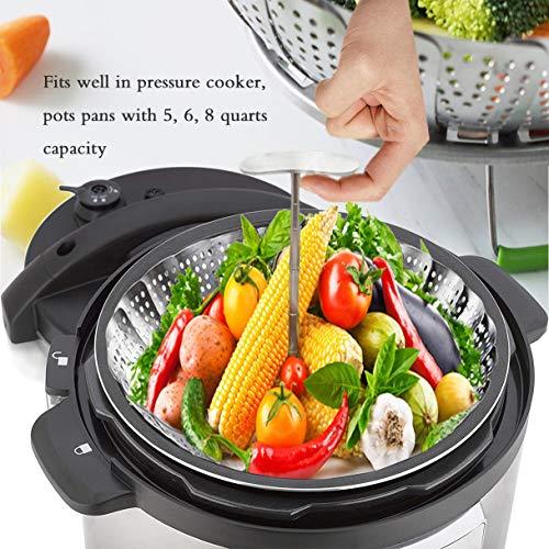 Steamer Basket, Veggie Steamer Basket for Cooking Stainless Steel Folding Vegetable Steamer Insert with Extending Removable Center Handle Expandable to Fit Various Size Pot(5.5" to 9") - CookCave