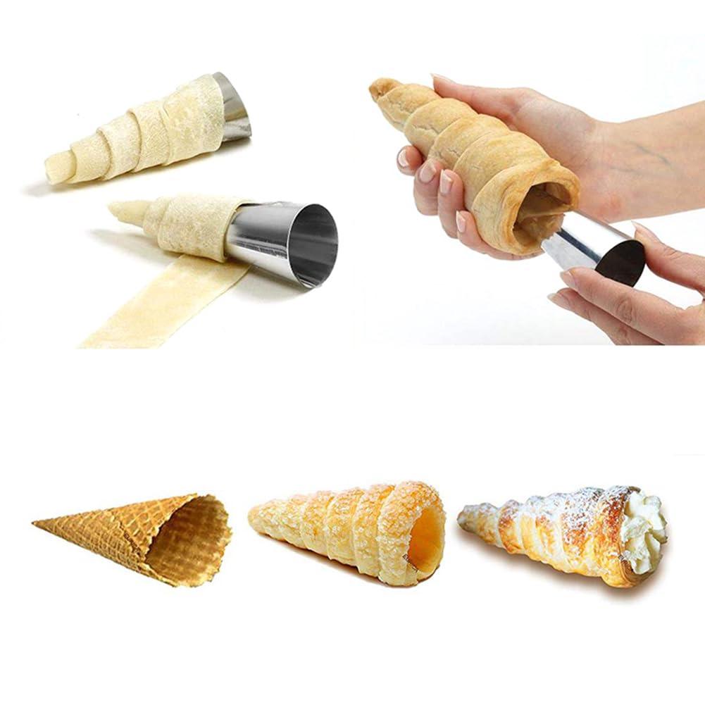 Guowall Cream Horn Mold, Stainless Steel Ice Cream Cone Mold and Tubular Shaped Reusable Pastry Mould for Baking, DIY Baking Tool with Cleaning Brush (21pcs) - CookCave