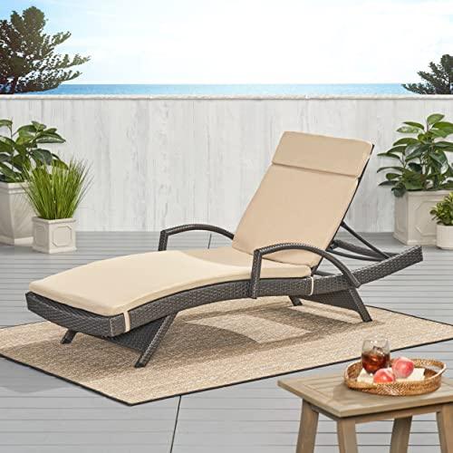 Christopher Knight Home Salem Outdoor Water Resistant Chaise Lounge Cushion, Textured Beige - CookCave