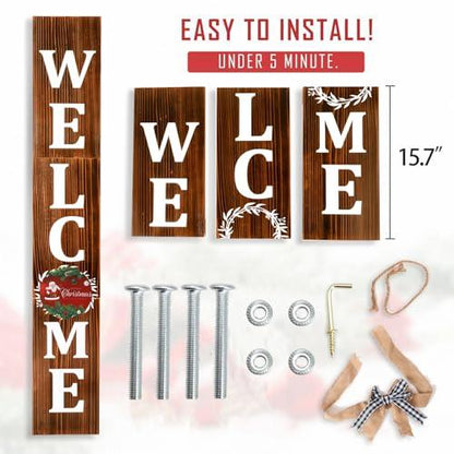 ECOGREDA Welcome Sign for Front Porch– 52inch,Wooden Interchangeable Vertical Home Wall Decor,Standing and Hanging Farmhouse Outdoor Indoor Decor Welcome Door Sign for Fall Harvest Halloween Christmas - CookCave