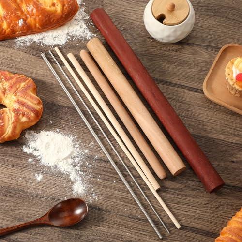 Baderke 7 Pcs Italian Rolling Pins Pasta Rolling Pin Set Wood and Stainless Steel Rolling Pin Dough Pasta Roller for Making Wontons, Dumplings, Pastas, Ramen, Udon Noodles, Flat Bread, Tortillas - CookCave