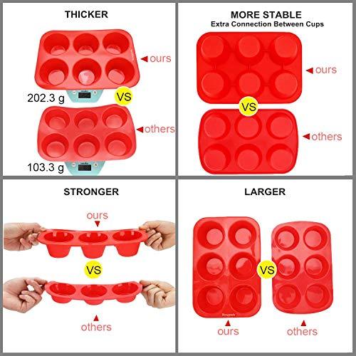 Bongpuda Silicone Large Muffin Pan 2 Pack,6 Cup Large Silicone Cupcake Pan,Non-Stick Jumbo Muffin Pans,Food Grade Cupcake Molds,Perfect for Egg Muffin,Big Cupcake - CookCave