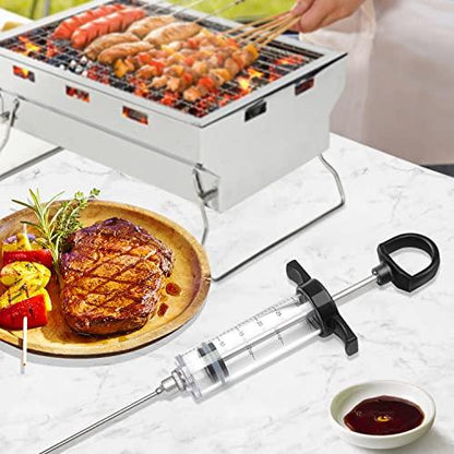 Tri-Sworker Plastic Meat Injector Kit for Smoker with 3 Flavor Food Syringe Needles, Ideal for Injecting Marinade into Turkey, Meat, Brisket; 1-OZ; Including Paper User Manual, Recipe E-Book (PDF) - CookCave