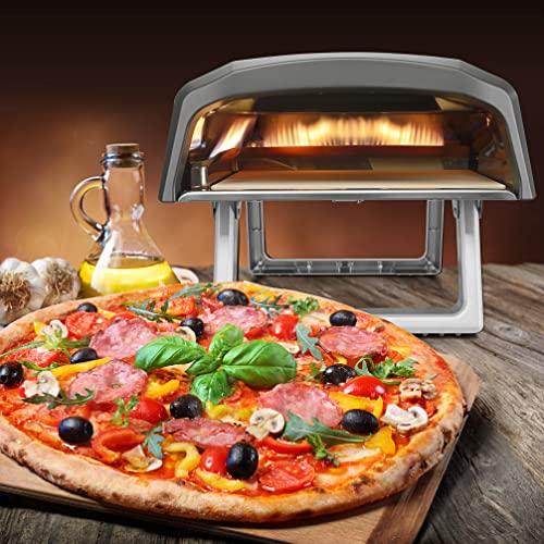 NutriChef NCPIZOVN.3 Portable Gas, Fire & Stone Outdoor Pizza Oven, Black - CookCave