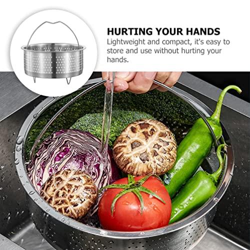 UPKOCH Kitchen Steamer Basket Stainless Steel Vegetable Steamer Basket Insert Chinese Dumpling Rice Cooker Steaming Basket with Handle for Veggie Fish Seafood Cooking 18cm Kitchen Strainer - CookCave