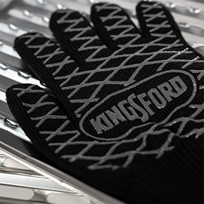 Kingsford Extreme Heat BBQ Grill Gloves, 2 Count | Heat Resistant Barbecue Gloves | The Ultimate Heat Barrier Silicone Grilling Gloves with Anti-Slip Safe Grip, Black, 1 Size Fits All - CookCave
