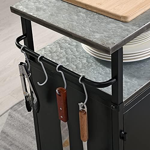 FirsTime & Co. New & Improved Black Davidson Outdoor Grilling Kitchen Cart Island, Portable Patio Table, Metal Food Prep Worktable, 31.5 in. x 35.25 in. - CookCave