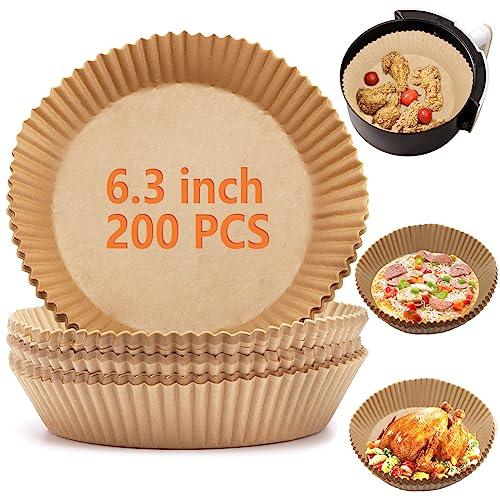 200Pcs Air Fryer Disposable Paper Liner, Round Non-Stick Air Fryer Liners Parchment Paper for Air Fryer Baking Roasting Microwave Oven (6.3 inch) - CookCave