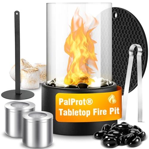 Portable Fire Pit Table Top Fireplace Bowl - 10'' Tabletop Firepit Smokeless Heaters Indoor Smores Maker Home Decor, Outdoor Fuel Campfire Windproof Glass for Patio Balcony Porch Camping - CookCave