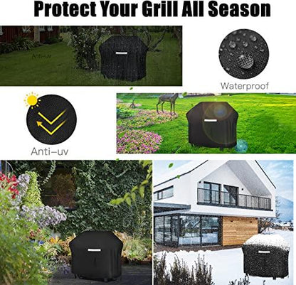 HCFGS Grill Cover 30 inch Waterproof Barbecue Gas Grill Cover, Outdoor Heavy Duty BBQ Cover, Fade & Weather Resistant Upgraded Material for Weber Brinkman Char-Broil and More, Black - CookCave