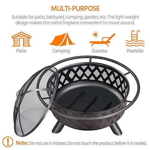 Yaheetech 36 Inch Outdoor Round Fire Pit - Backyard Patio Garden Stove Bonfire Wood Burning Firepit for Outside with Spark Screen and Poker - CookCave