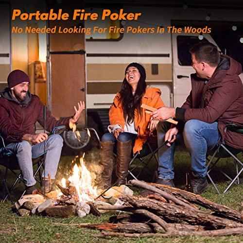 Fire Pit Poker for Fireplace Outdoor - IRIIJANE 32'' Wrought Iron Firepit Poker Stoker Stick for Camping Campfire Black - CookCave