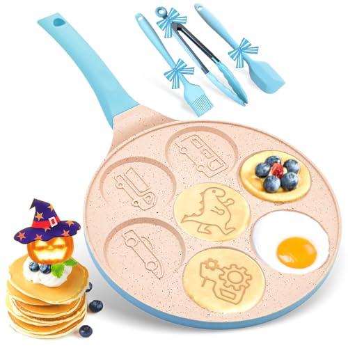 Dinosaur Mini Pancake Pan for Pancakes, Car Truck Waffle Maker Character Pancake Maker Breakfast Pancake Griddle Crepe Maker Nonstick 7-Cup Pancake Mold for Kids - CookCave