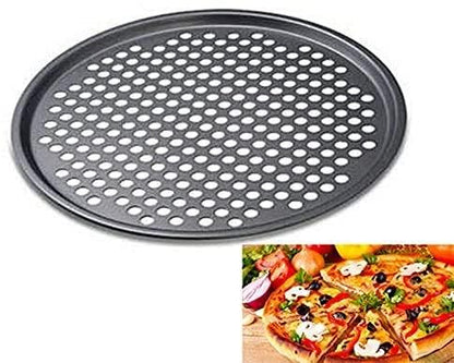 Pizza Pan with holes -Nonstick Carbon Steel Pizza Pan, Pizza pans，Pizza Tray Bakeware Perforated Round For Home Kitchen - PROFESSIONAL CLASS 32.5CM Diameter 12 3/4" INCHES with Fast Crisp Technology - CookCave