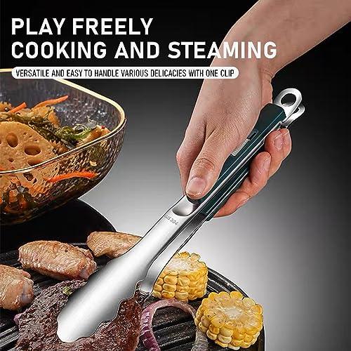 DSPZGU Grill Tongs for Grilling,Small Tongs Mini tongs Upgrade sliding lock for easy opening, Non-Slip Grip for Cooking, Baking, BBQ Resistant - CookCave