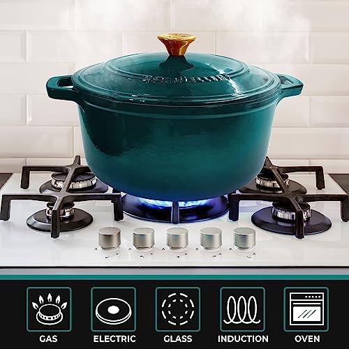 Mueller 6 Quart Enameled Cast Iron Dutch Oven, Heavy-Duty with Lid, Stainless Knob - For Baking, Braising, Stews - CookCave