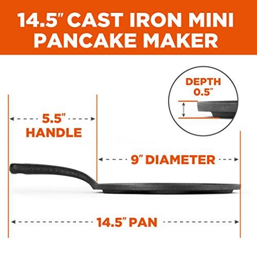 Commercial CHEF Cast Iron Pancake Pan, Silver Dollar Pancake Griddle, Easy to Clean & Heats Evenly, Makes 7 Mini Silver Dollar Pancakes - CookCave